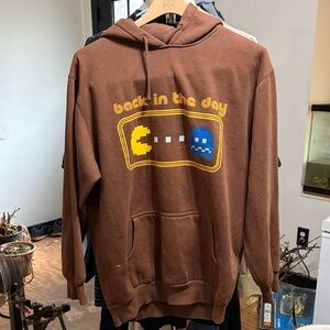 Retro Brown Graphic Hoodie PAC MAN